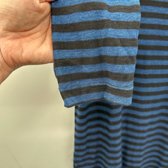 JANE & DELEANCEY S 100% Cotton blue-black stripe midi length Atheisure dress - Picture 6 of 12